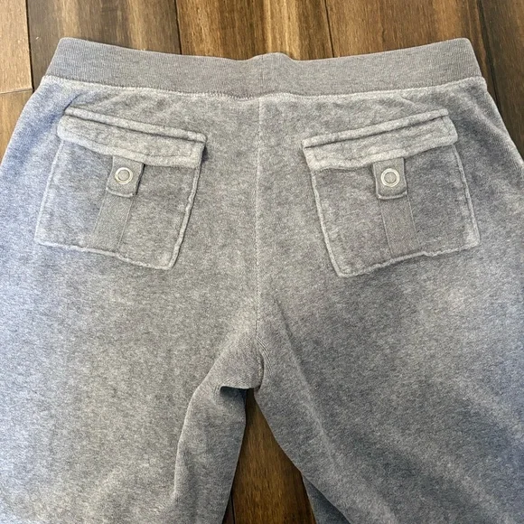 Y2K Vtg Low Rise Juicy Couture Gray Flared Track Pants w/ pockets Loungwear swan - Picture 11 of 11